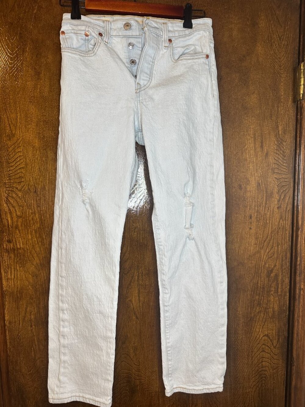 Levi's Premium Light Wash Distressed Wedgie Straight Ankle Women's Jeans - 25